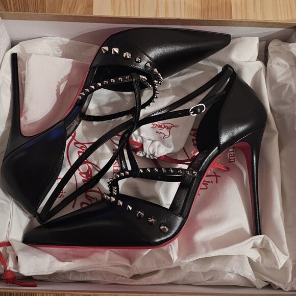 CHRISTIAN LOUBOUTIN Tatooshka 100 Spiked Leather Pumps Shoes - Picture 5 of 12